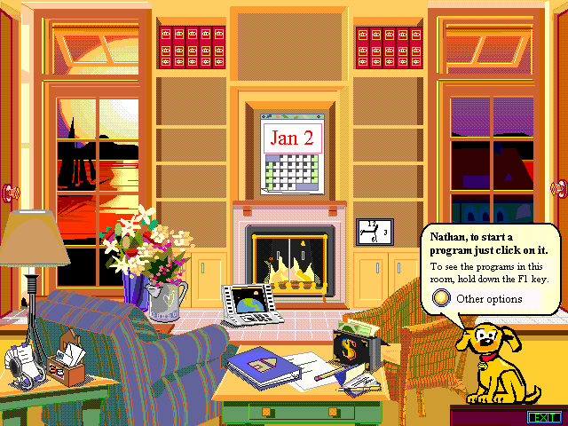 The Microsoft Bob living room with clickable objects